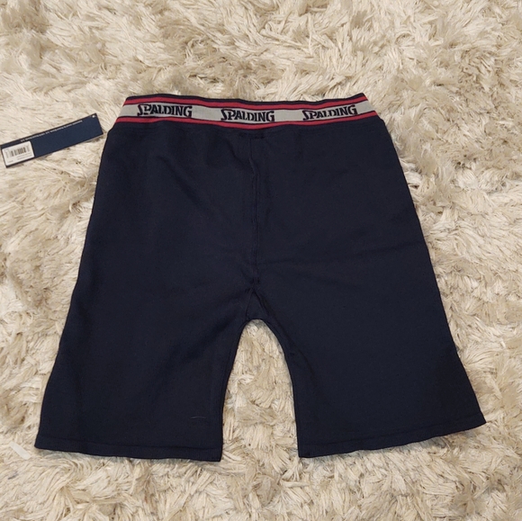 Spalding Solid Ribbed Navy Bike Shorts M NWT - Picture 2 of 5